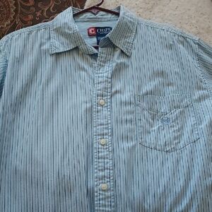 Chaps Men's Light Blue Pinstripe Shirt Size LARGE